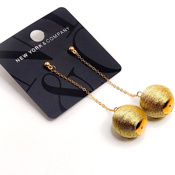 New York & Company Jewelry - N.W.T. New York & Company Gold Ball Drop Earrings